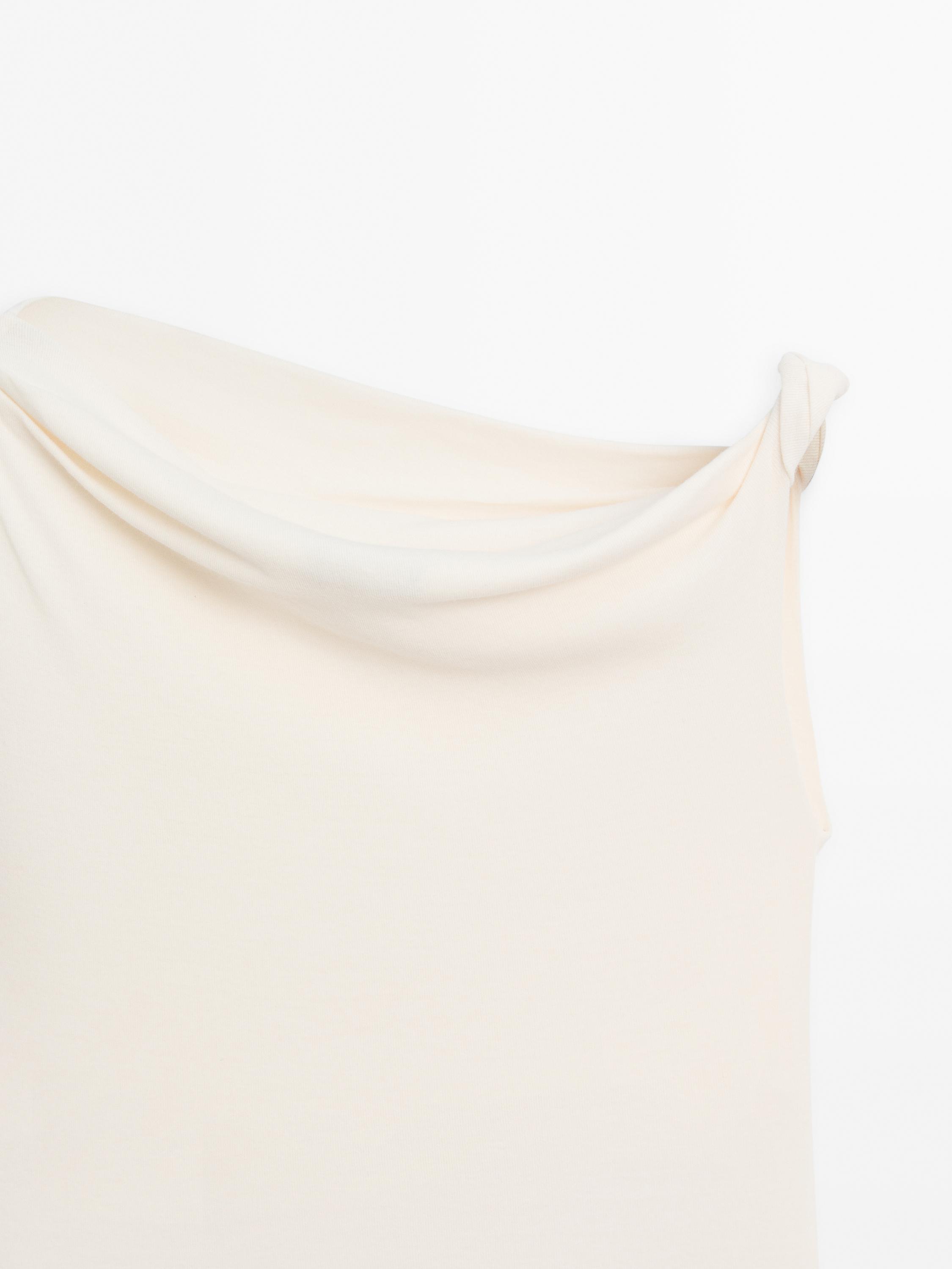 Draped cotton top with knot detail